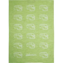 VW Collection - Volkswagen Geschirr-Abtrocken-Küchen-Handtuch-2er Set im T1 Bulli Bus (Bulli Parade/Grün)