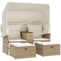 vidaXL Gartensofa 2-Sitzer Loungesofa beige