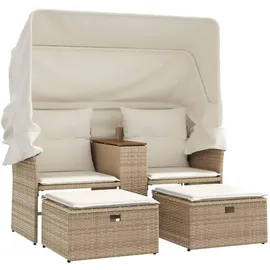 vidaXL Gartensofa 2-Sitzer Loungesofa beige