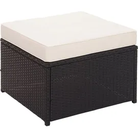 Mendler Poly-Rattan Garnitur HWC-J34, Balkon-/Garten-/Lounge-Set Sitzgruppe Sofa, Staufach ~ schwarz, Kissen creme-beige