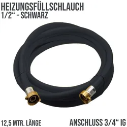 12,5 m Heizungs Füllschlauch Wasser Heizkörper Radiator Sanitär Schlauch schwarz...