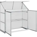 Outsunny Alu-Gewächshaus, Silber, Kunststoff, Metall, 58x139.5x131 cm, Gartenzubehör, Hochbeete