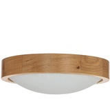 Licht-Erlebnisse Deckenlampe rund Holz Glas Schirm Ø27cm Wohnzimmer