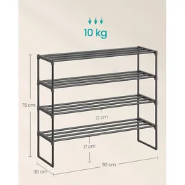 Schuhregal 92 x 74 x 30 cm schwarz