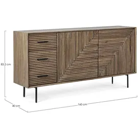 BIZZOTTO Sideboard Stanwood 200 x 85 x 45 cm Beige / Schwarz