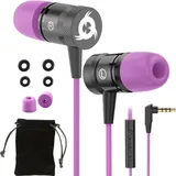 Klim Fusion In-Ear-Kopfhörer mit Kabel & Mikrofon Hi-Fi, Memory-Schaum, 3,5 mm Klinke, Lila