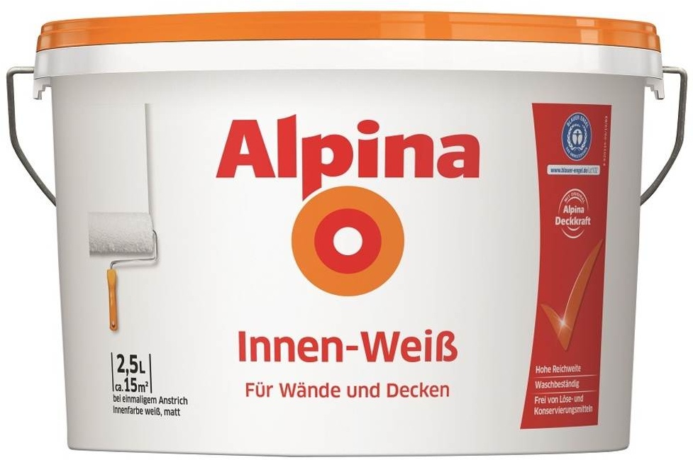 Alpina Wandfarbe Innenfarbe Innen Weiß | Für Wände und Decken | Weiss, Matt | verschiedene Grössen