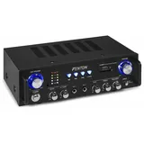 Fenton AV100BT Mini Verstärker 100 Watt, Kleiner HiFi-Verstärker, Amplifier mit Bluetooth, SD, USB, MP3, 2X MIC-IN, RCA IN, Echofunktion, Karaoke Verstärker beleuchtet, 8Ohm - Schwarz