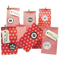 Frau WUNDERVoll® DIY Adventskalender Weihnachtszeit: Blockbodenbeutel rot Sterne und