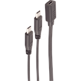 ShiverPeaks BS13-20020 USB C Buchse auf 2x C Stecker, Y-Kabel, 2.0, schwarz,