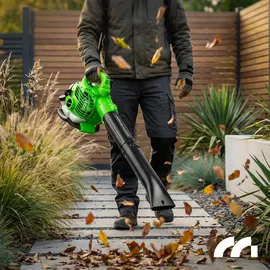 Maltec Benzin Laubsauger Laubbläser Gartenstaubsauger mit Häcksler MalTec MasterBlow7500W Motor 2-Takt 26cc Staubsauger Schredder
