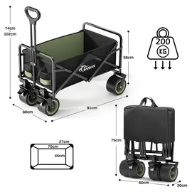 SAMAX Bollerwagen Faltbar Offroad Camping Edition Schwarz/Matcha Grün