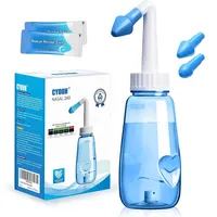 CYOUH Nasendusche Set, 260 ml, mit 60 Nasenwasch-Salzpaketen und Aufkleberthermometer,nasendusche erwachsene zur Nasenreinigung und Nasenspülung