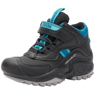 GEOX J New Savage Boy B A Sneaker, Black/Petrol, 24