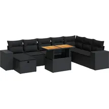 vidaXL Garten-Sofagarnitur 9-tlg. schwarz