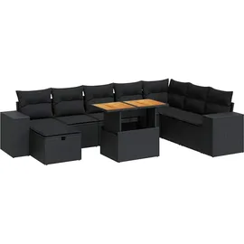 vidaXL Garten-Sofagarnitur 9-tlg. schwarz