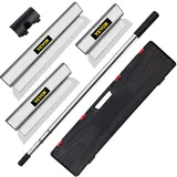 Vevor Dekorspachtel Set 25 cm / 40 cm/ 60 cm Breitspachtel, 0,89-2 m Klingenlänge Trockenbau Flächenspachtel, 0,5 mm Klingenstärke Fassadenspachtel aus Edelstahl, ergonomischer Griff Gipserspachtel