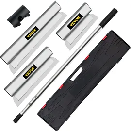 Vevor Dekorspachtel Set 25 cm / 40 cm/ 60 cm Breitspachtel, 0,89-2 m Klingenlänge Trockenbau Flächenspachtel, 0,5 mm Klingenstärke Fassadenspachtel aus Edelstahl, ergonomischer Griff Gipserspachtel