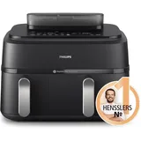 Philips 5000 Series Steam Airfryer Dual Basket NA551/00 Schwarz/Silber