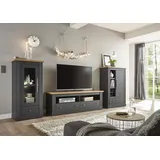 Home Affaire Wohnwand HOME AFFAIRE "Westminster TOPSELLER", grau (dunkelgrau, wotan eiche), B:331cm, Kastenmöbel-Sets, Holz Wohnwände Wohnwand, im romantischen Landhausstil, Topseller