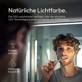 Talos LED Badspiegel Talos Black Moon 120x70 cm - Badezimmerspiegel mit Beleuchtung - feuchtwassergeeignet durch Aluminiumrahmen - Licht-Farbe Neutralweiß