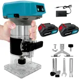 Oberfräsen, Kabelloses Bürstenloses Kompakt-oberfräsenwerkzeug, 850 W Holz-handflächen-oberfräse, Hand-holztrimmer-oberfräse 1/4" Spannzange 6-gang +2 3,0 A Akku +ladegerät, Kompatibel Mit Makita-akku