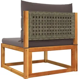 vidaXL 4-tlg. Garten-Sofagarnitur mit Kissen Massivholz Akazie & Rattan - Braun