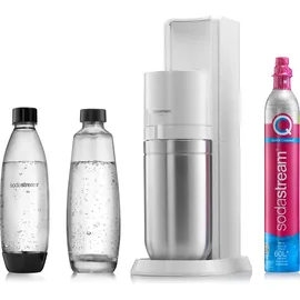 Sodastream Duo weiß + Glaskaraffe + PET-Flasche + Zylinder