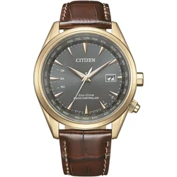Funkuhr CITIZEN, braun, Armbanduhren, Herren, Armbanduhr, Herrenuhr, Solar, Edelstahlarmband, Saphirglas, Datum