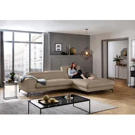 W.Schillig Ecksofa »piedroo, Designsofa mit tollem Sitzkomfort, L-Form«, Kopfteilverstellung, wahlweise mit Sitztiefenverstellung, Breite 303cm braun