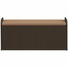 vidaXL Sitzbank mit Stauraum & Kissen Braun 115x51x52 cm Poly Rattan
