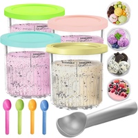 YOUlDIANZI 4 Stück Creami Pints und Deckel für Ninja, für NC501 NC500 cremige Eiscreme-Behälter, Tassen, Gläser, Dosen, Behälter-Set, Smoothie-Topf, kompatibel mit NC501 NC500 Serie Sahnebereiter,