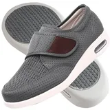 Jesajemi Diabetiker schuhe herren, senioren hausschuhe orthopädische hausschuhe herren schuhe für geschwollene füße herrenschuhe mit klettverschluss(Gray,48 EU) - 48 EU