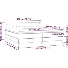 vidaXL Boxspringbett 200 x 200 cm Dunkelgrau