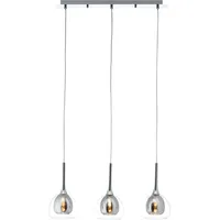 Brilliant Pendelleuchte Hadan 3-flammig Transparent-Chrome und Rauchglas
