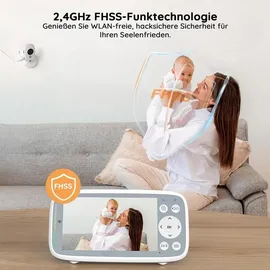 Avylet Babyphone mit 2 Kameras VOX Nachtsicht Babyfon Temperaturüberwachung Gegensprechfunktion Video Überwachung mit 4 Zoll Digital IPS Bildschirm Wireless Two-Way Audio Wiegenlieder