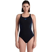 Arena Damen Women's Reflecting Pro Back One Piece Swimsuit, Black-Blue River, 36 EU