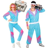 W WIDMANN MILANO Party Fashion - Kostüm Trainingsanzug, Jacke und Hose, 80er Jahre Outfit, Jogginganzug für Karneval & Party