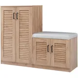 [en.casa] Løten 120 x 97 x 36 cm mit Sitzbank beige / beige