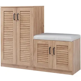 [en.casa] Løten 120 x 97 x 36 cm mit Sitzbank beige / beige