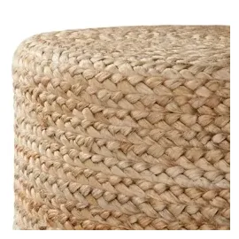 Tectake Handgefertigter Pouf Banno Cylinder aus Jute rund, Boho-Stil - beige