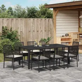 vidaXL Garten Essgruppe 9 pcs Schwarz Poly Rattan