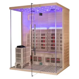 aea Zweifach-System Sauna: Infrarot & Trockendampfsauna mit Saunaofen