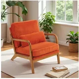 LuxusKollektion Ohrensessel Sessel Ohrensessel Cocktailsessel Cordstoff Orange