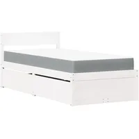 vidaXL Bett mit Schubladen und Matratze Weiß 100x200 cm Massivholz