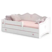 Kids Collective Kinderbett weiß Pink, Holzwerkstoff, 80x180 cm, Kinder- & Schublade | Prinzessin Sofa Couch Bett umbaubar rosa - Weiß,