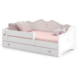 Kids Collective Kinderbett weiß Pink, Holzwerkstoff, 80x180 cm, Kinder- & Schublade | Prinzessin Sofa Couch Bett umbaubar rosa - Weiß,