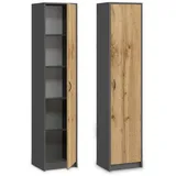 home collective Bücherregal Kleiderschrank Regal anthrazit-Eiche 40cm breit 180cm hoch Schrank Organizer Mehrzweckschrank, 4 verstellbaren Einlegeböden Aktenschrank Regal Wand schmal Holz für Schlafzimmer Flur Büro