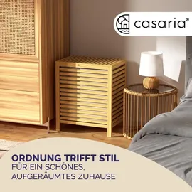 CASARIA CASARIA® Wäschekorb mit Deckel Bambus 70L Wäschesammler Wäschesack Herausnehmbar Baumwolle 62x51x36cm Schmal Wäschebox Wäschetonne Badzimmer