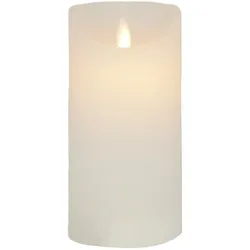 LED Echtwachskerze Weiß 6 Stunden Timerfunktion H 9 cm bewegliche Flamme